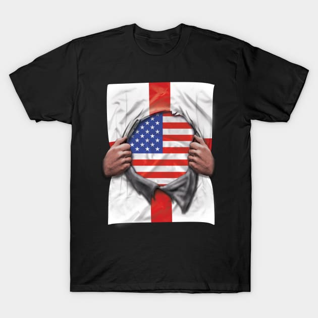 USA Flag English Flag Ripped - Gift for English From USA T-Shirt by Country Flags